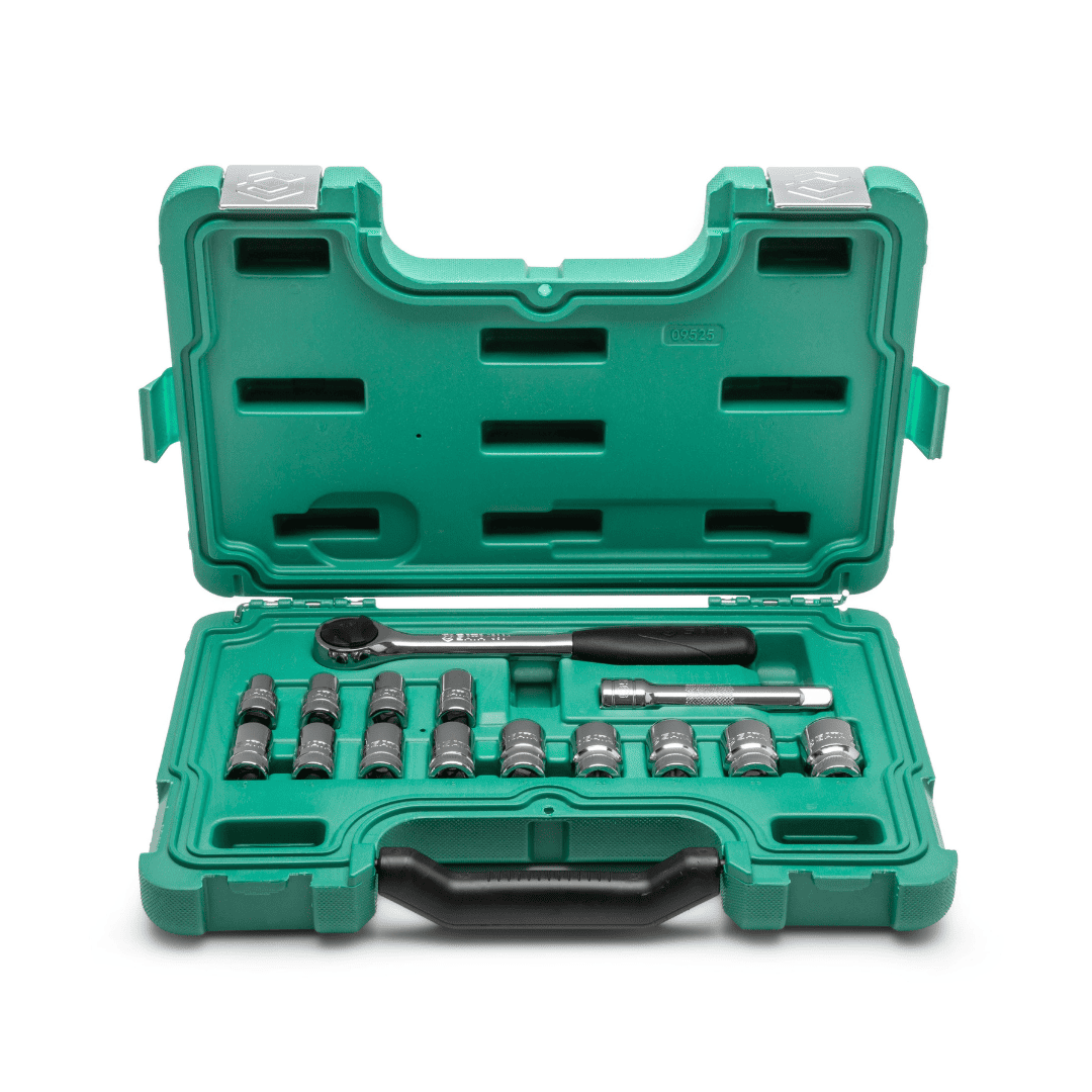 JUEGO DE COPAS MILIMÉTRICAS SATA DE 15 PIEZAS, CUADRANTE DE 1/2”, REF ST09525SJ