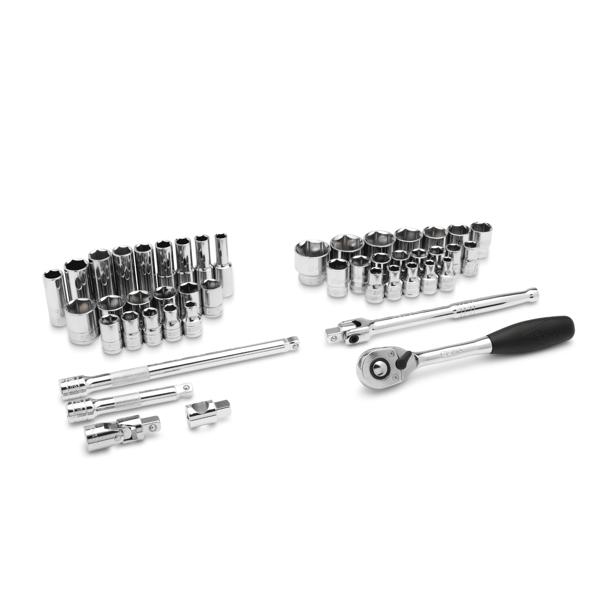 JUEGO DE COPAS MILIMÉTRICAS Y EN PULGADAS SATA DE 46 PIEZAS, CUADRANTE DE 1/2”, REF ST09006SJ