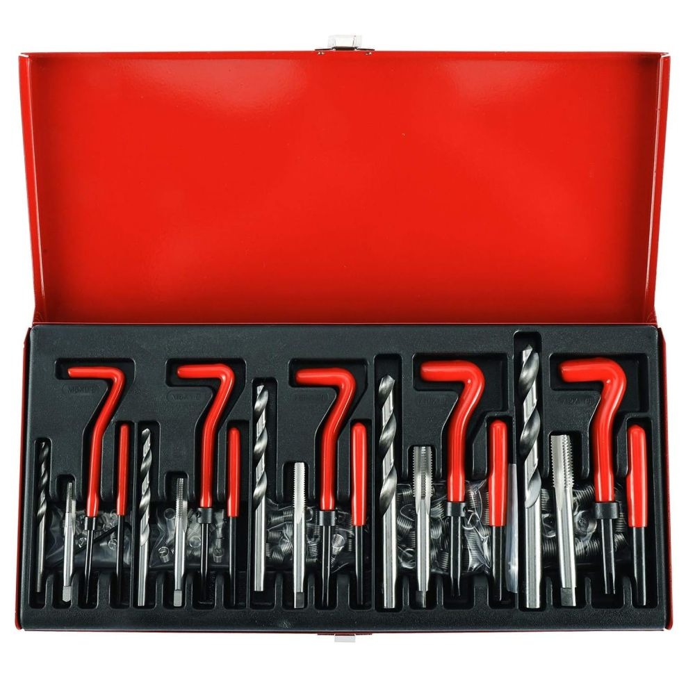 Kit Reparador de Roscas Métricas Tipo Helicoil 131 Piezas (M5 a M12)