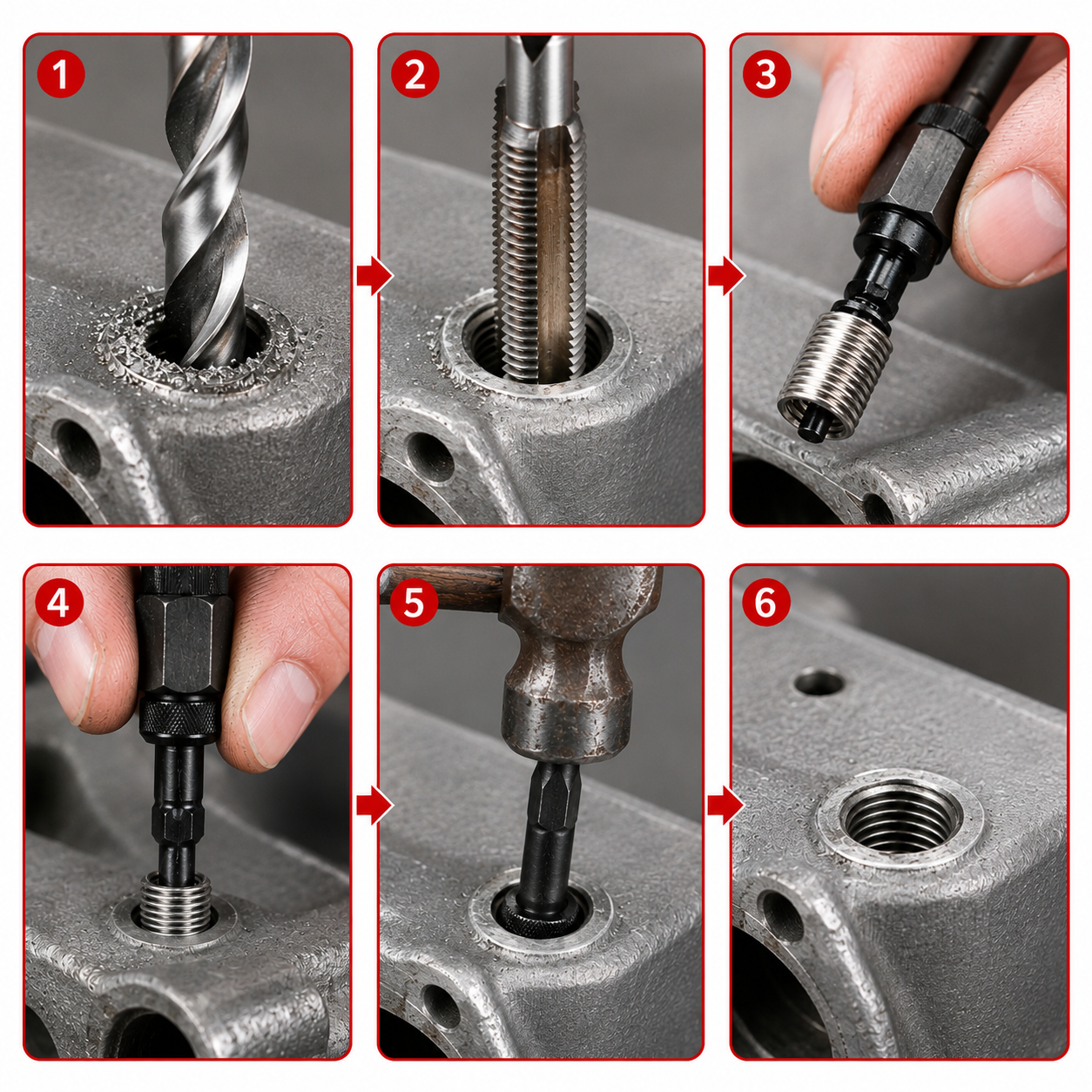 Kit Reparador de Roscas Métricas Tipo Helicoil 131 Piezas (M5 a M12)