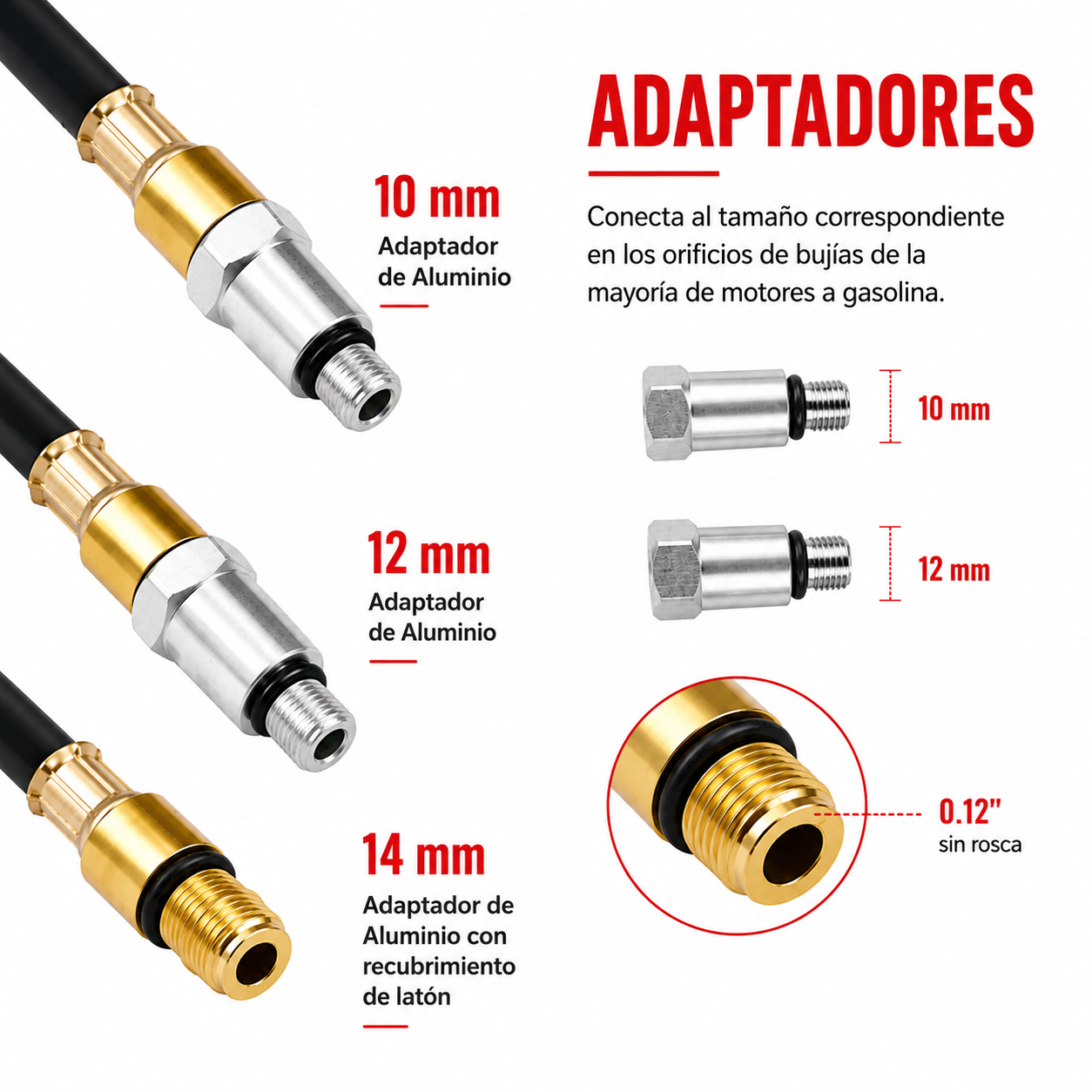 Probador de Fugas de Cilindros 100 PSI con Doble Manómetro 4 Piezas