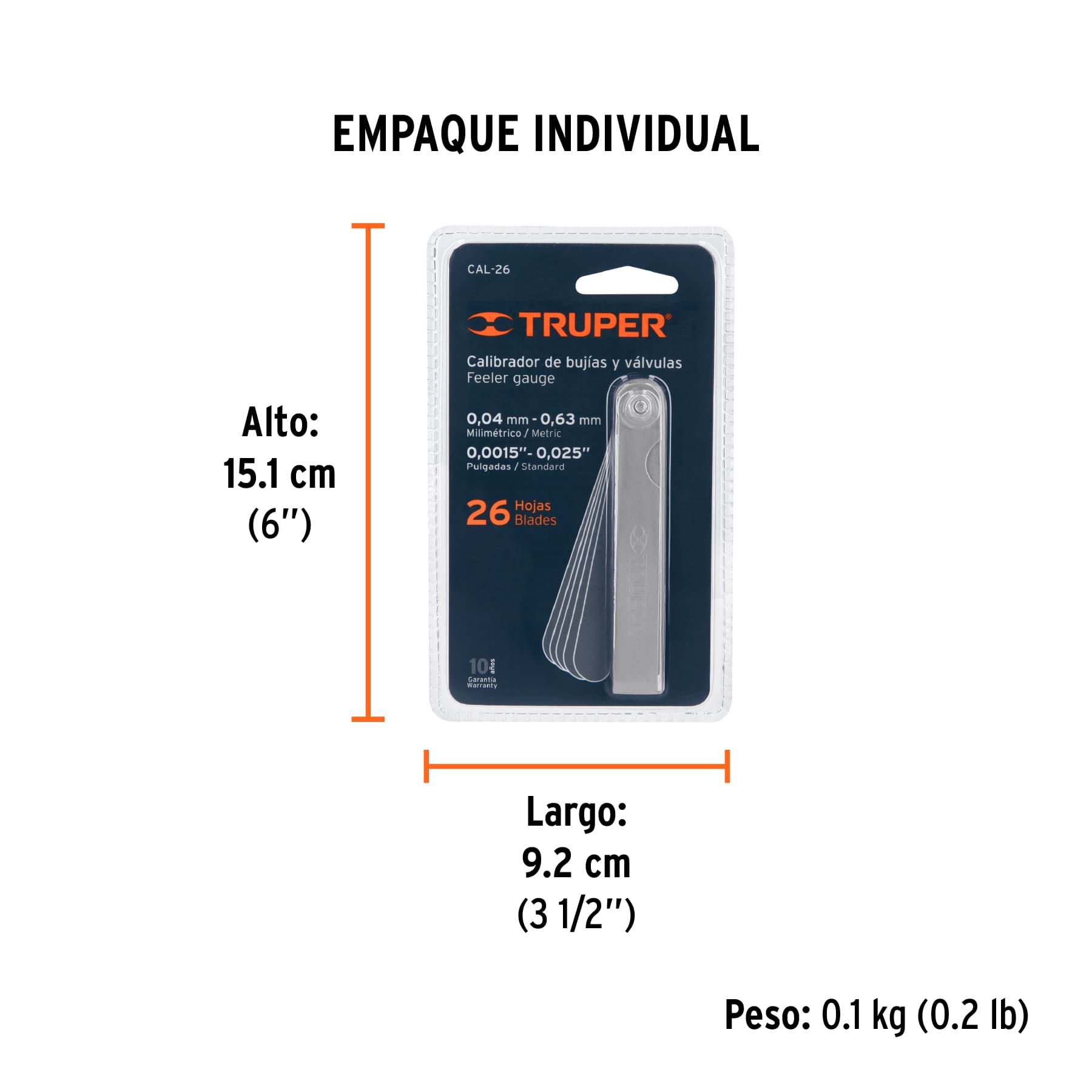 CALIBRADOR DE HOJAS TRUPER DE 26 LÁMINAS EN MM Y PULGADAS, REF 14396