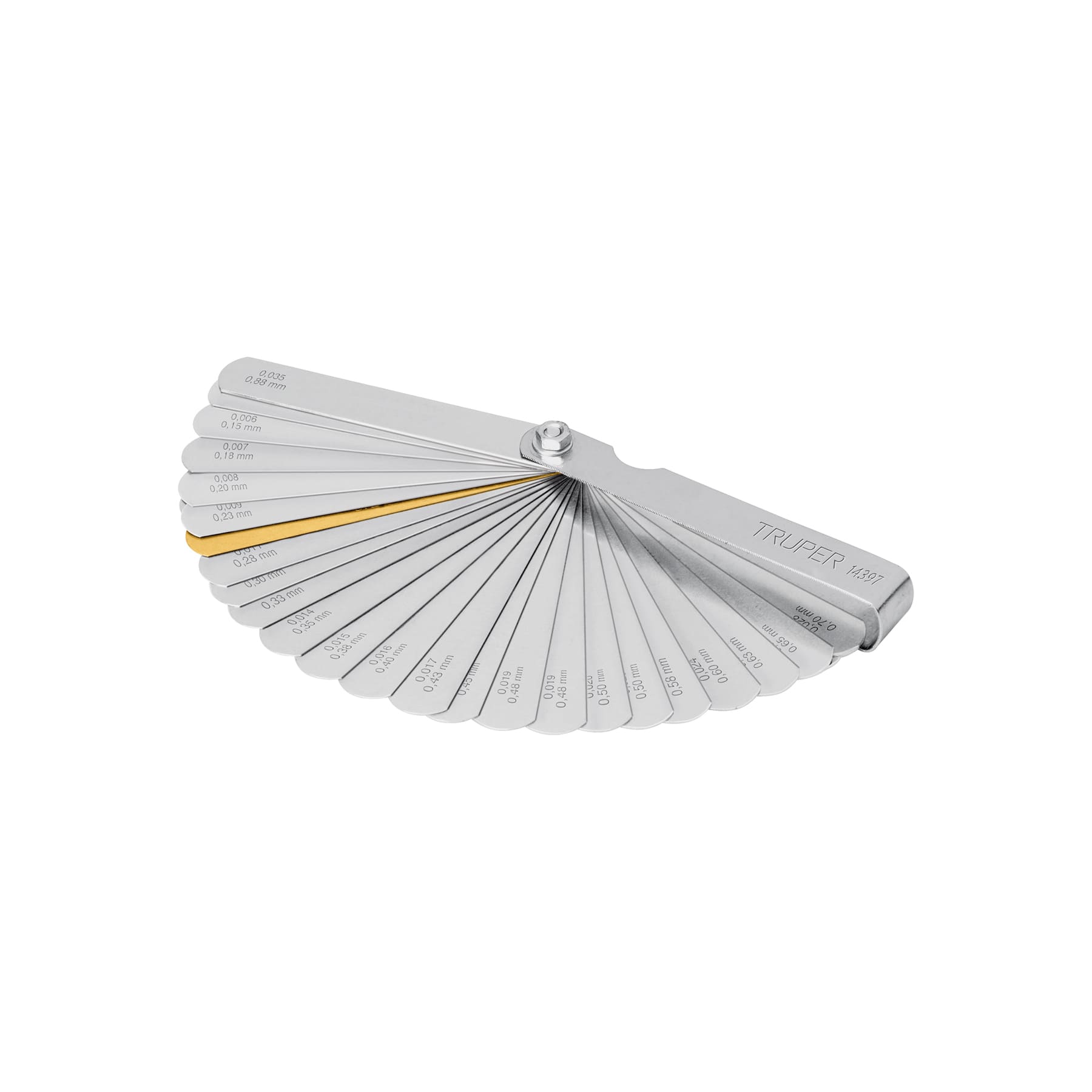 CALIBRADOR DE HOJAS TRUPER DE 32 LÁMINAS EN MM Y PULGADAS, REF 14397