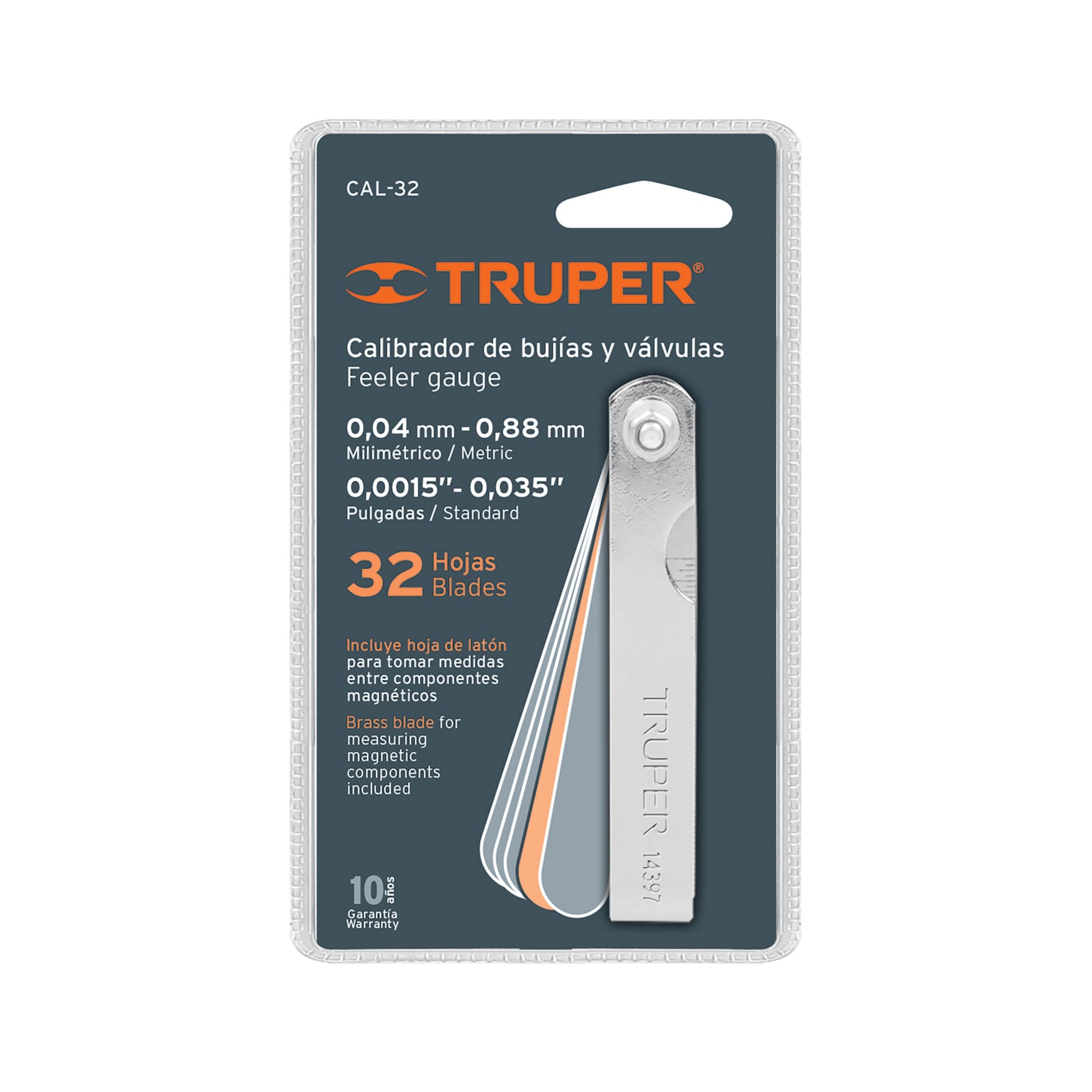 CALIBRADOR DE HOJAS TRUPER DE 32 LÁMINAS EN MM Y PULGADAS, REF 14397