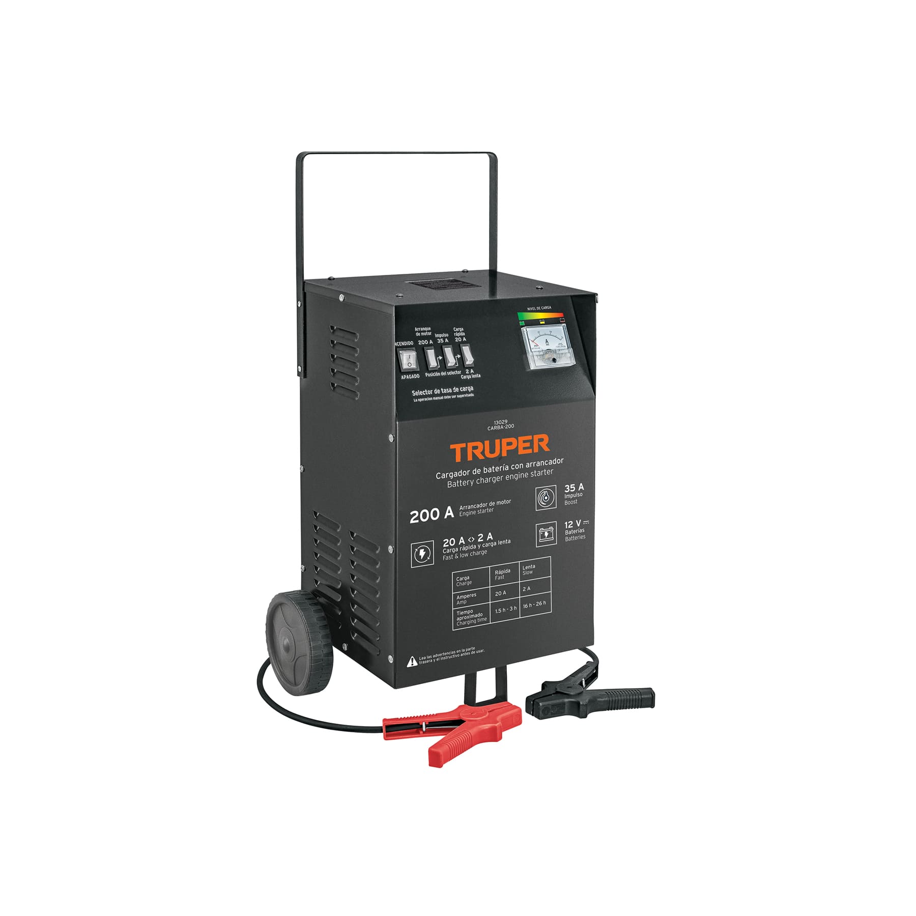 CARGADOR DE BATERÍAS 12 V CON ARRANCADOR DE 200 A TRUPER, REF. 13029