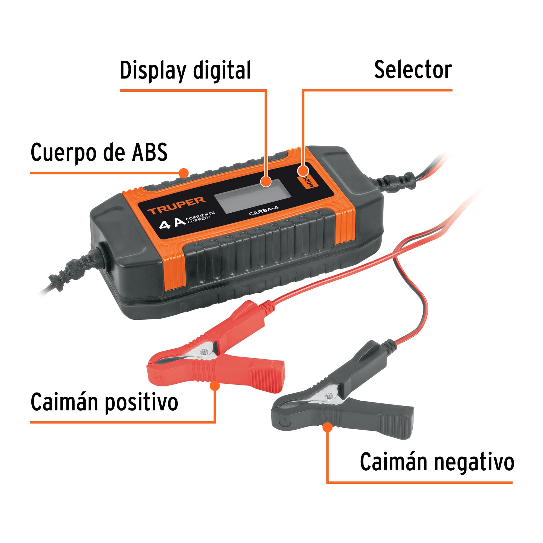 CARGADOR Y MANTENEDOR INTELIGENTE DE BATERÍAS 4 A 6 V / 12 V TRUPER, REF 104009
