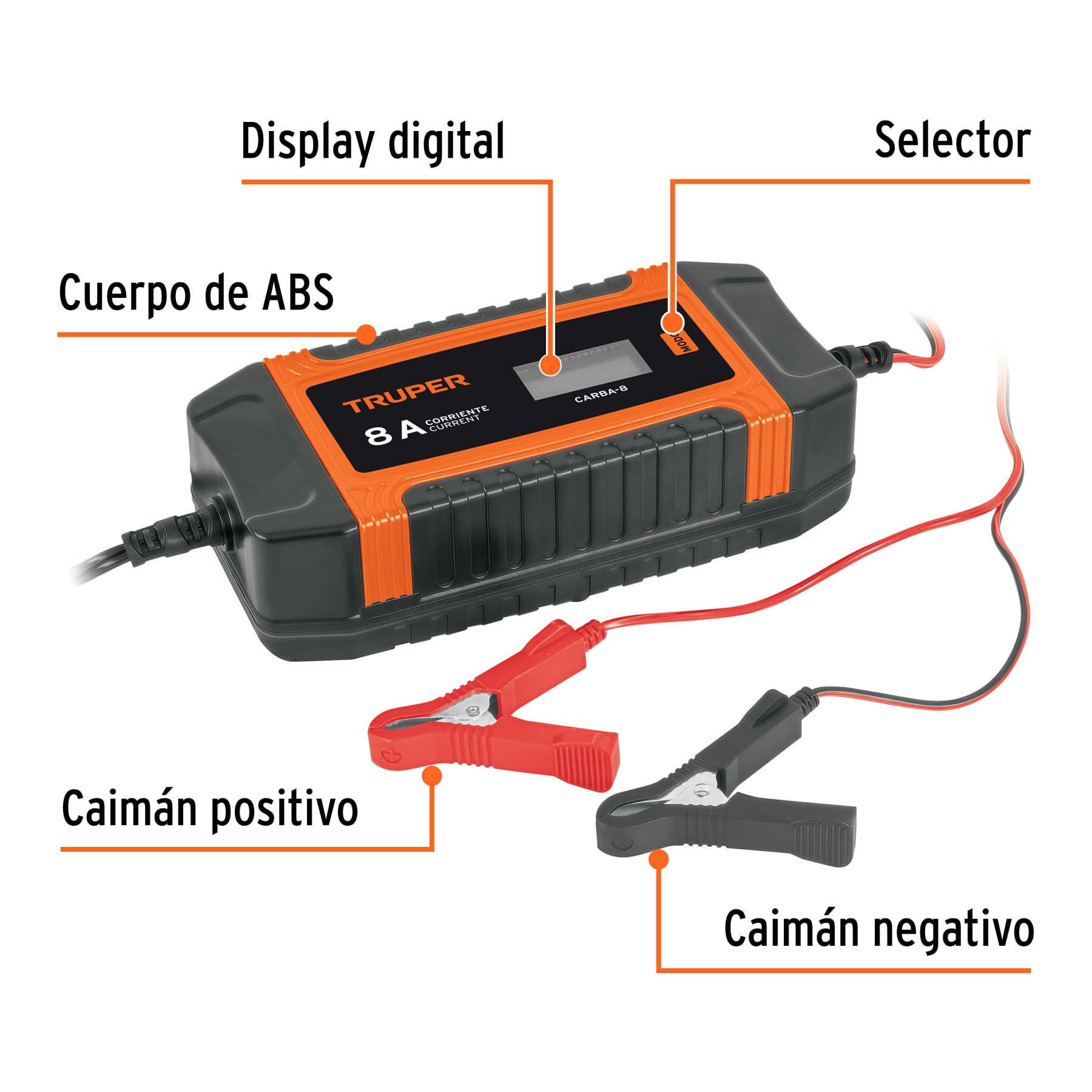 CARGADOR Y MANTENEDOR INTELIGENTE DE BATERÍAS 8 A 12 V / 24 V TRUPER, REF 104010.
