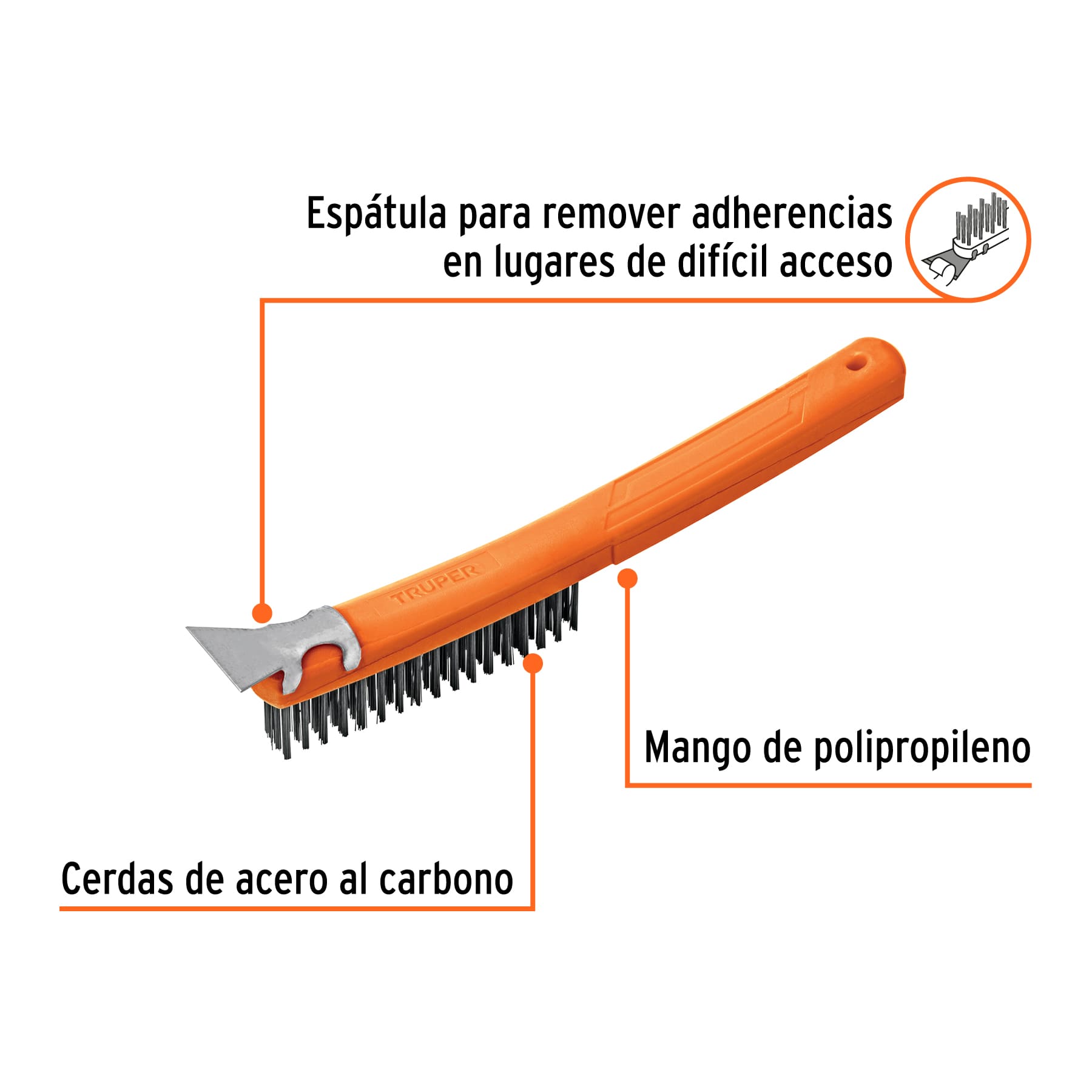 Cepillo de Alambre con Espátula Truper Ref 11539