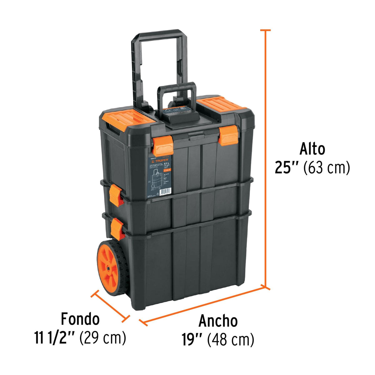 CAJA PARA HERRAMIENTAS 3 EN 1 CON RUEDAS  53 L, TRUPER REF 102644