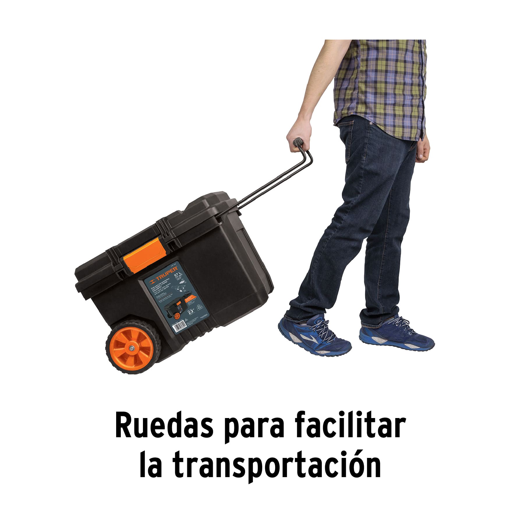 Caja para herramienta de 23" con ruedas y mango Truper Ref 10902