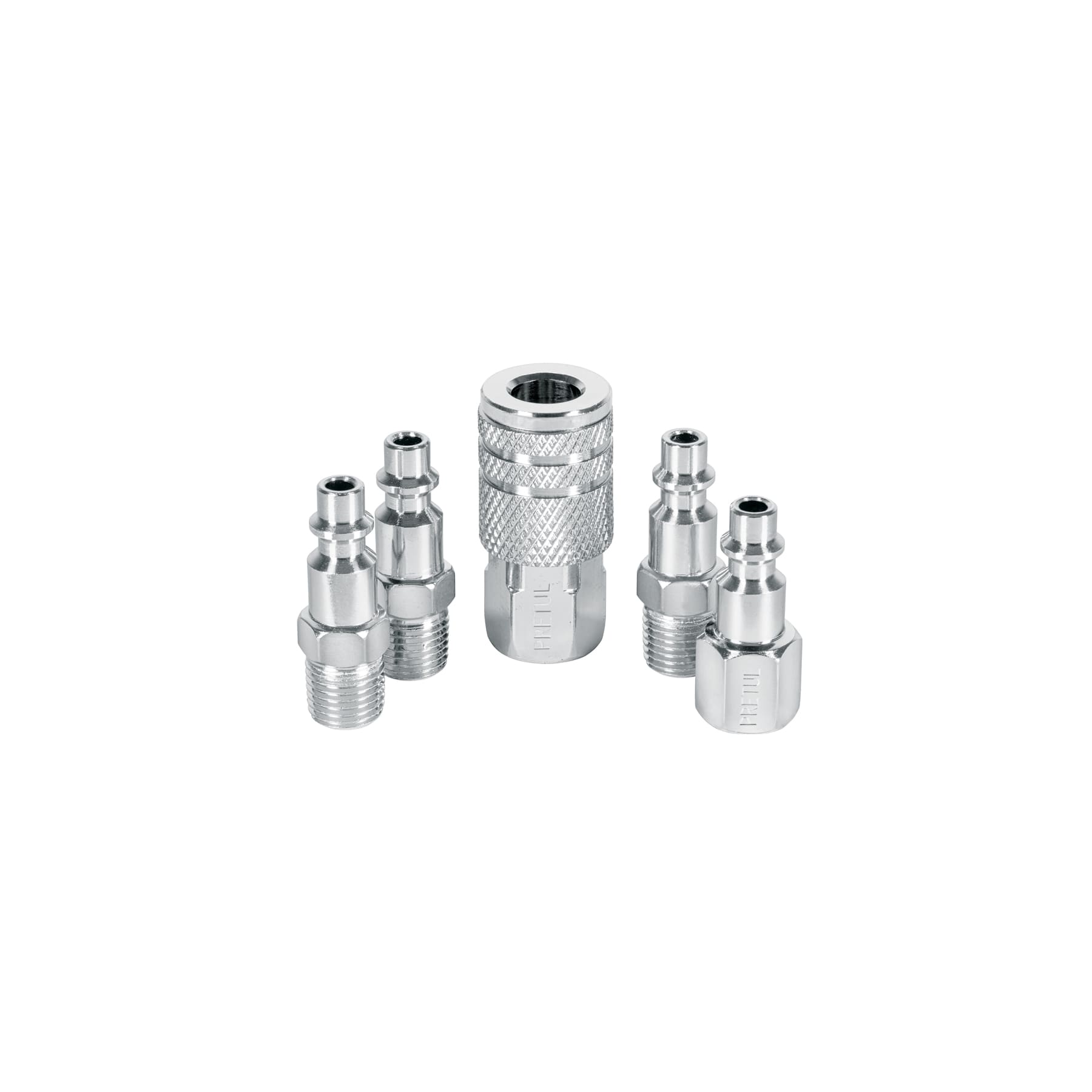 Juego de Conectores Rápidos para Compresor 1/4” NPT x 5 Piezas Pretul 27021
