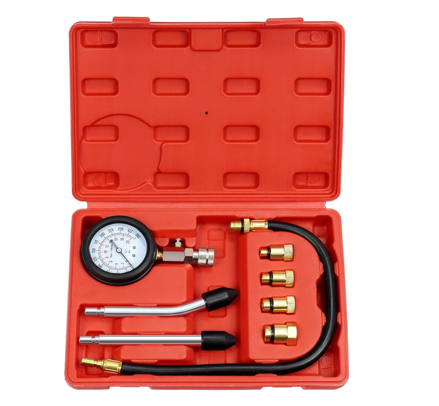 Compresímetro para Prueba de Compresión de Motor Gasolina 0-300 PSI 8 Piezas