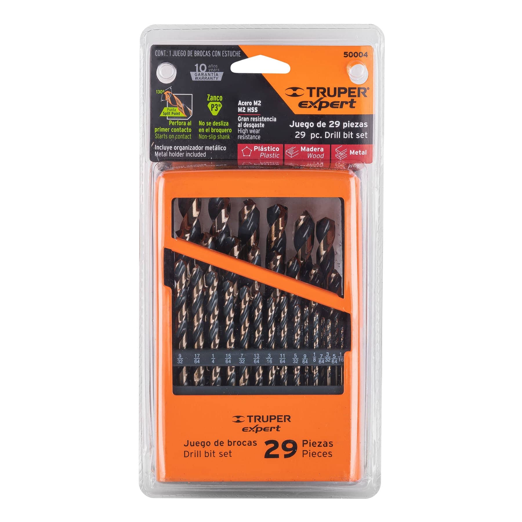 JUEGO DE BROCAS HSS PARA METAL TRUPER EXPERT DE 29 PIEZAS DE 1/16” A 1/2”, REF 50004