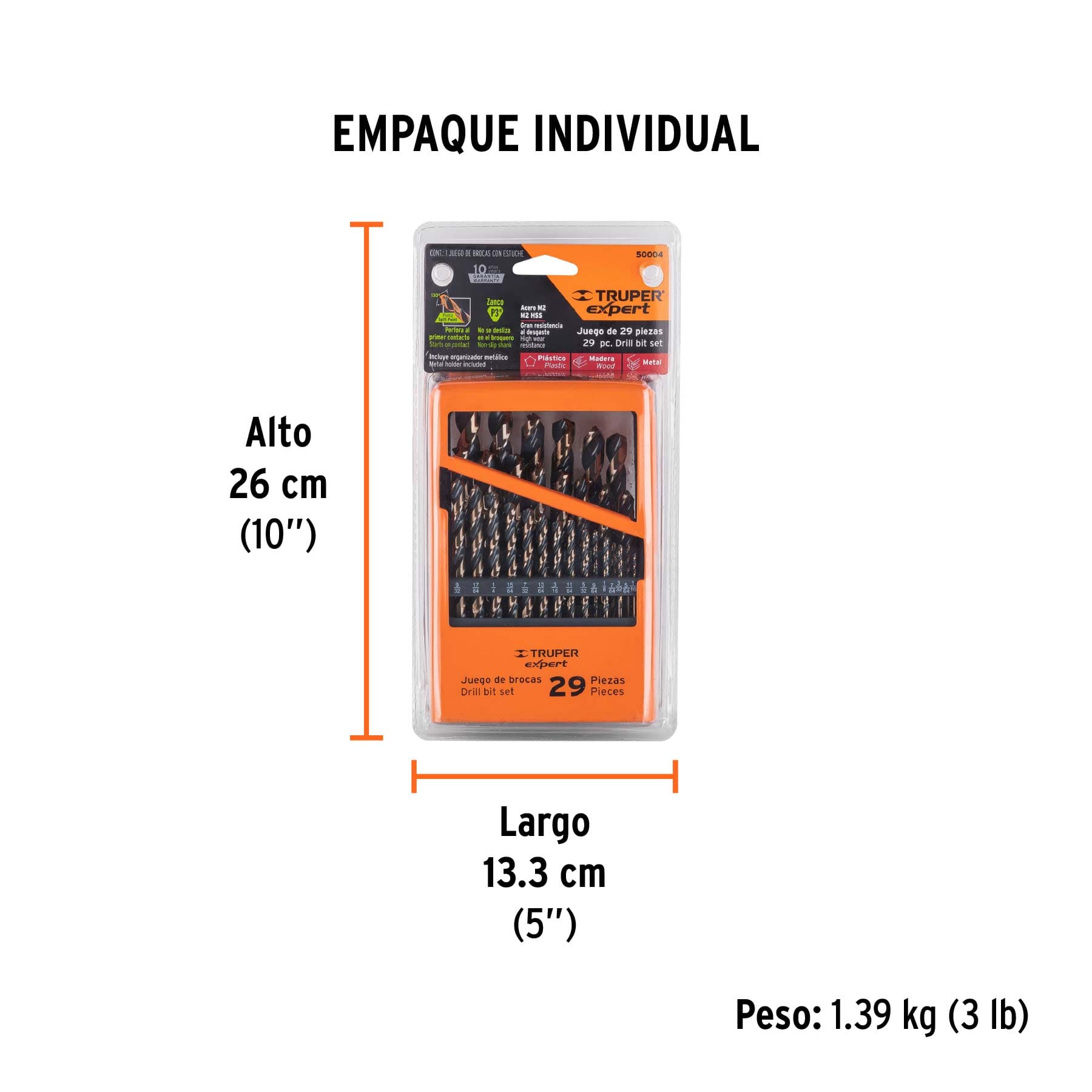 JUEGO DE BROCAS HSS PARA METAL TRUPER EXPERT DE 29 PIEZAS DE 1/16” A 1/2”, REF 50004