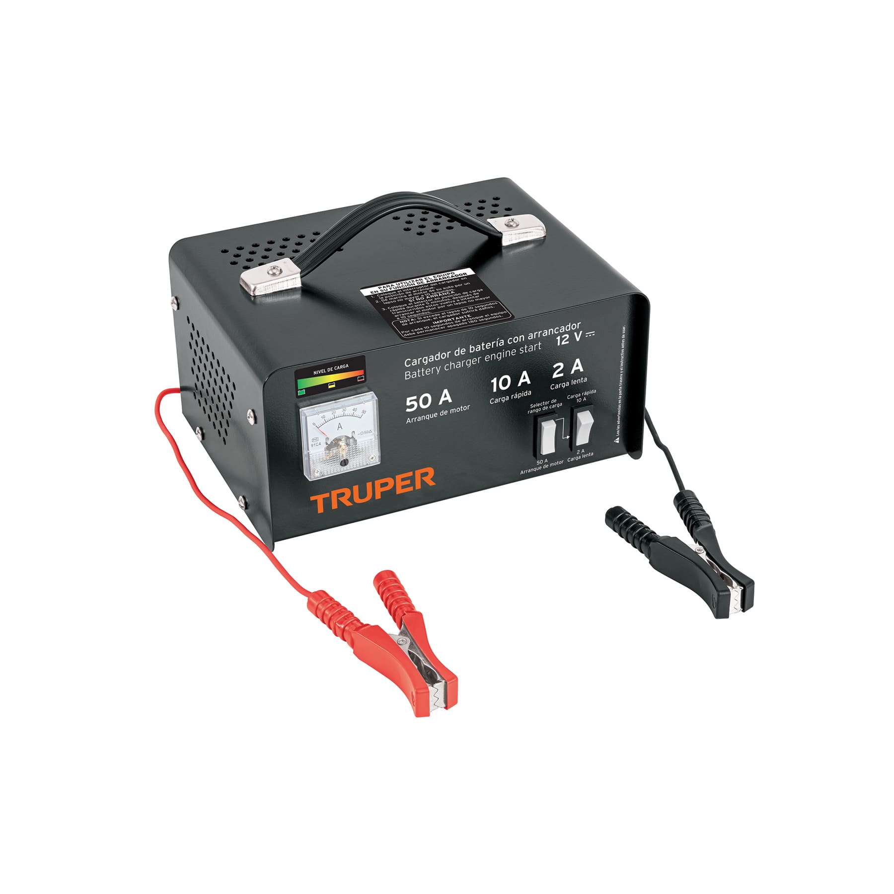 Cargador de Baterías 12V con Arrancador de Motor 50A Truper Ref 13027