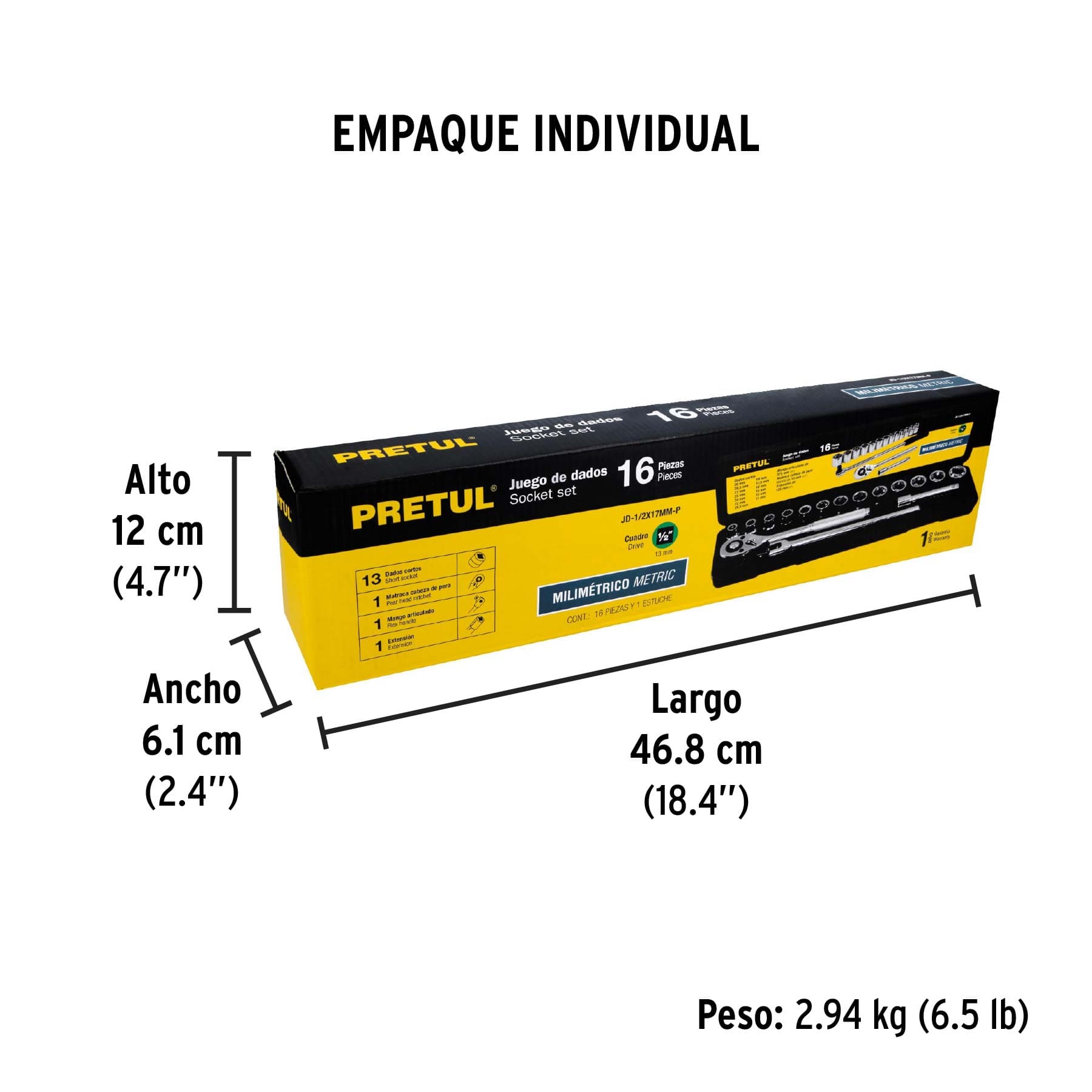 Juego de Copas  1/2” Truper de 16 Piezas Milimétricas, Ref 21174