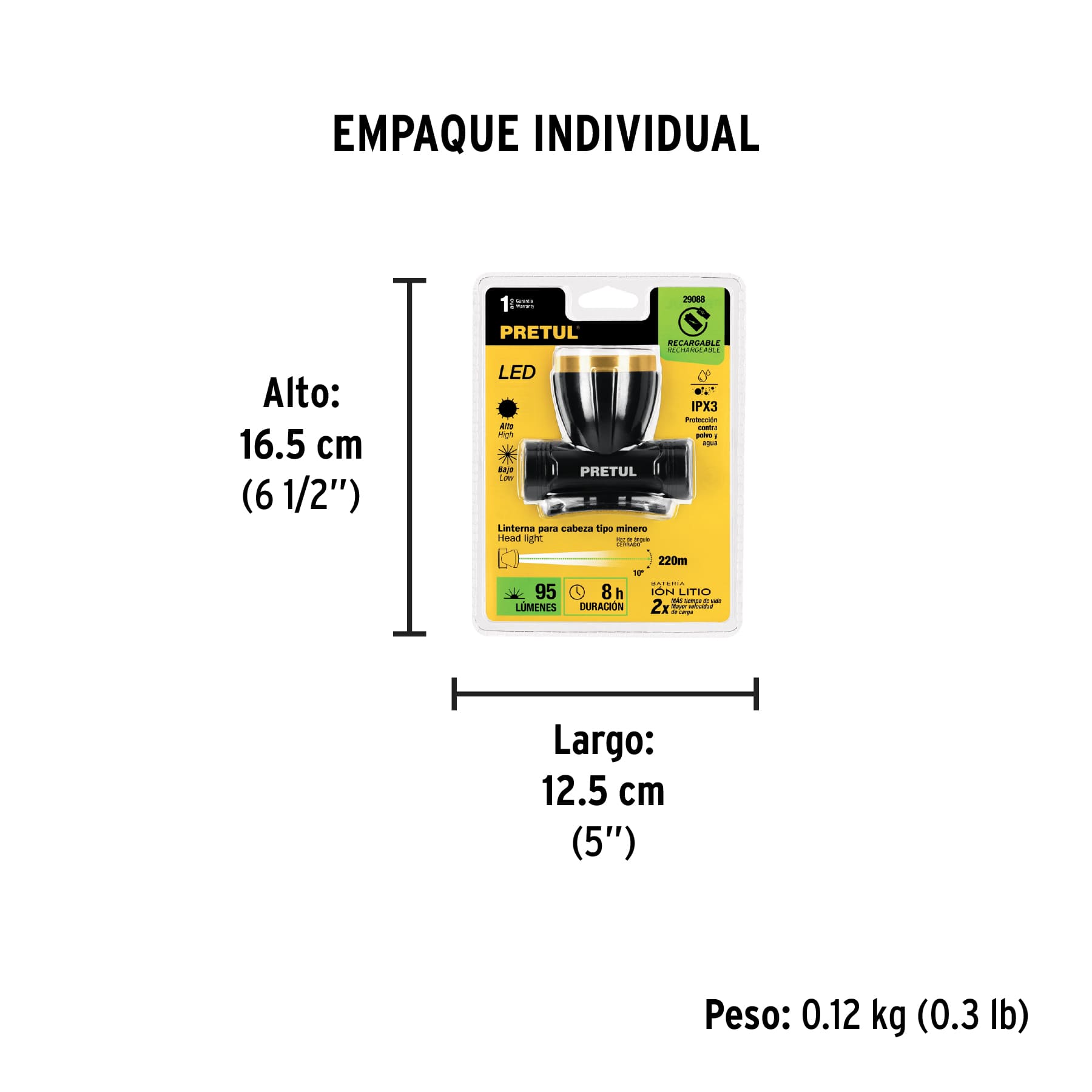 Linterna de Minero LED Recargable de Alta Potencia Pretul 29088