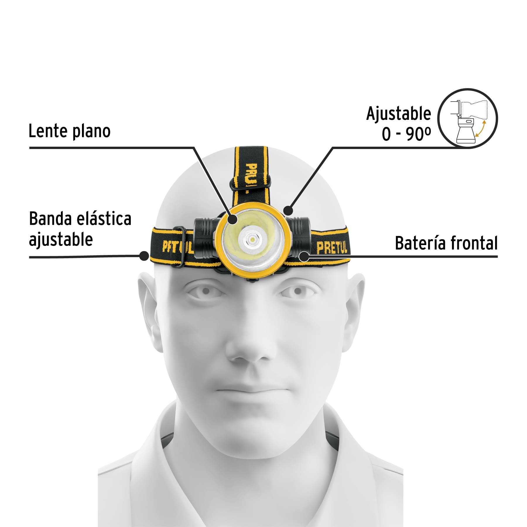Linterna de Minero LED Recargable de Alta Potencia Pretul 29088