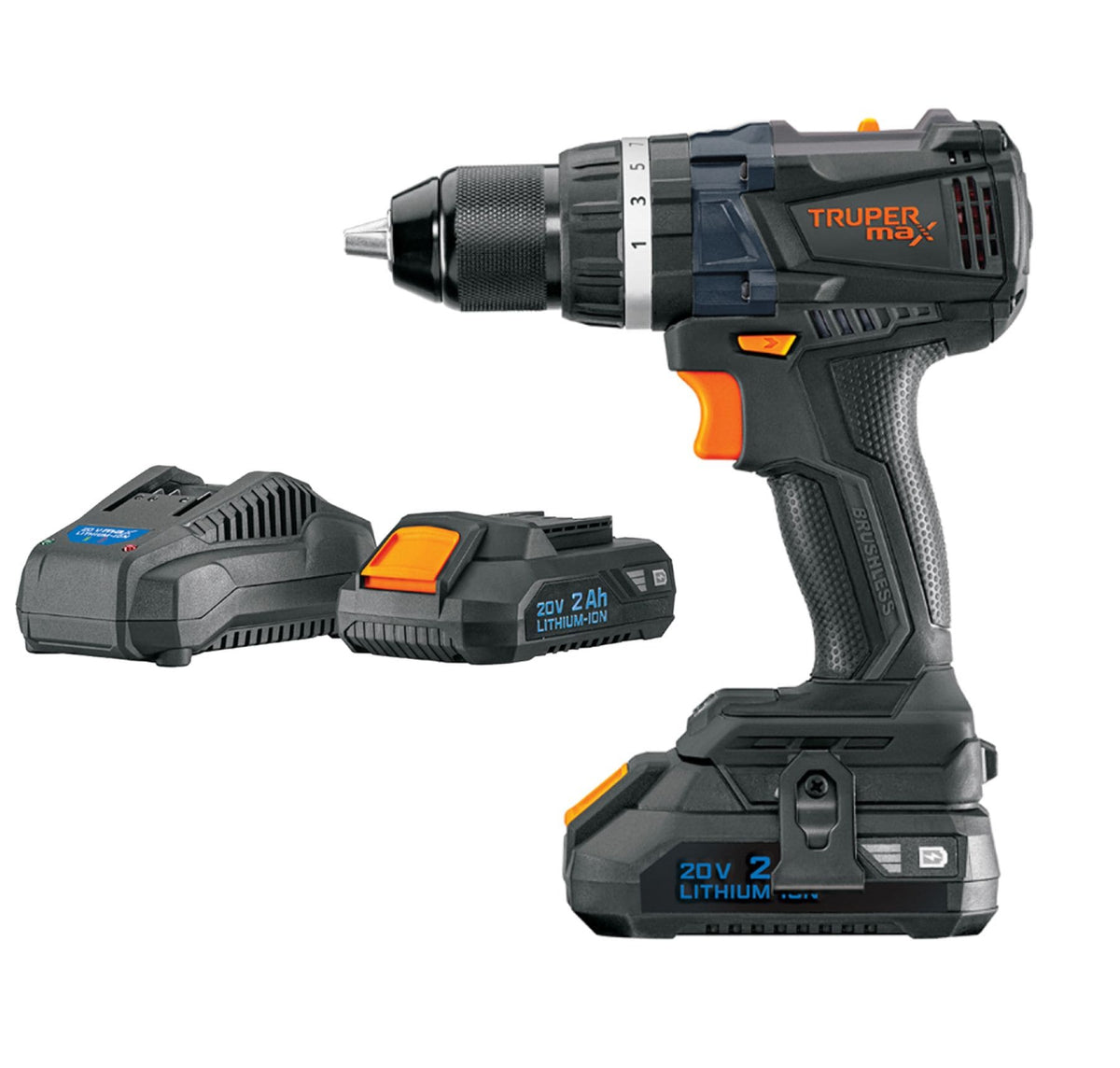 ROTOMARTILLO INALÁMBRICO BRUSHLESS 1/2” 20 V CON 2 BATERÍAS 2 AH Y MALETA, TRUPER MAX REF 101453
