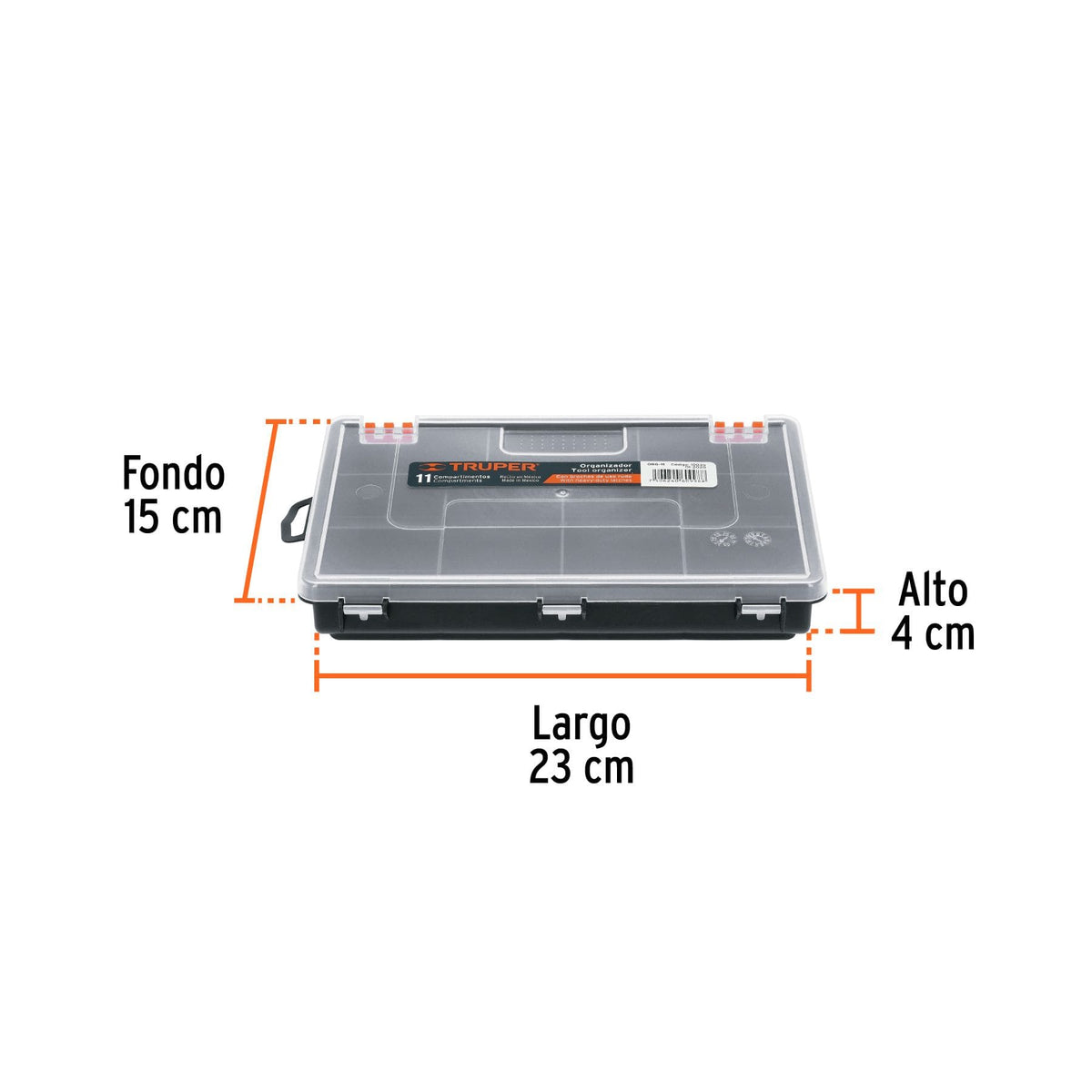 ORGANIZADOR DE 9” CON 11 COMPARTIMENTOS PARA PIEZAS PEQUEÑAS TRUPER, REF 10035