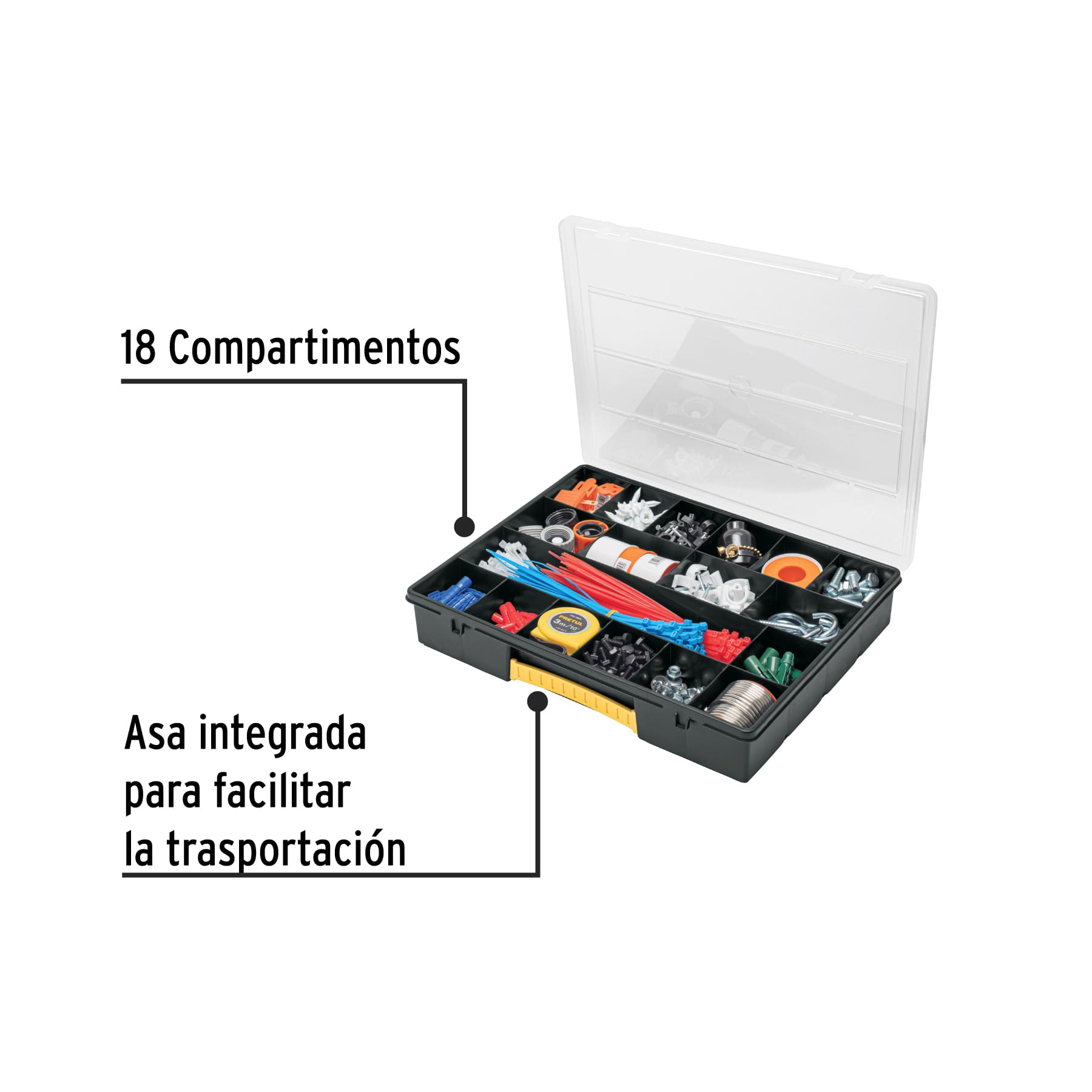 Organizador de Tornillería 14” con 18 Compartimentos Pretul Ref 20679