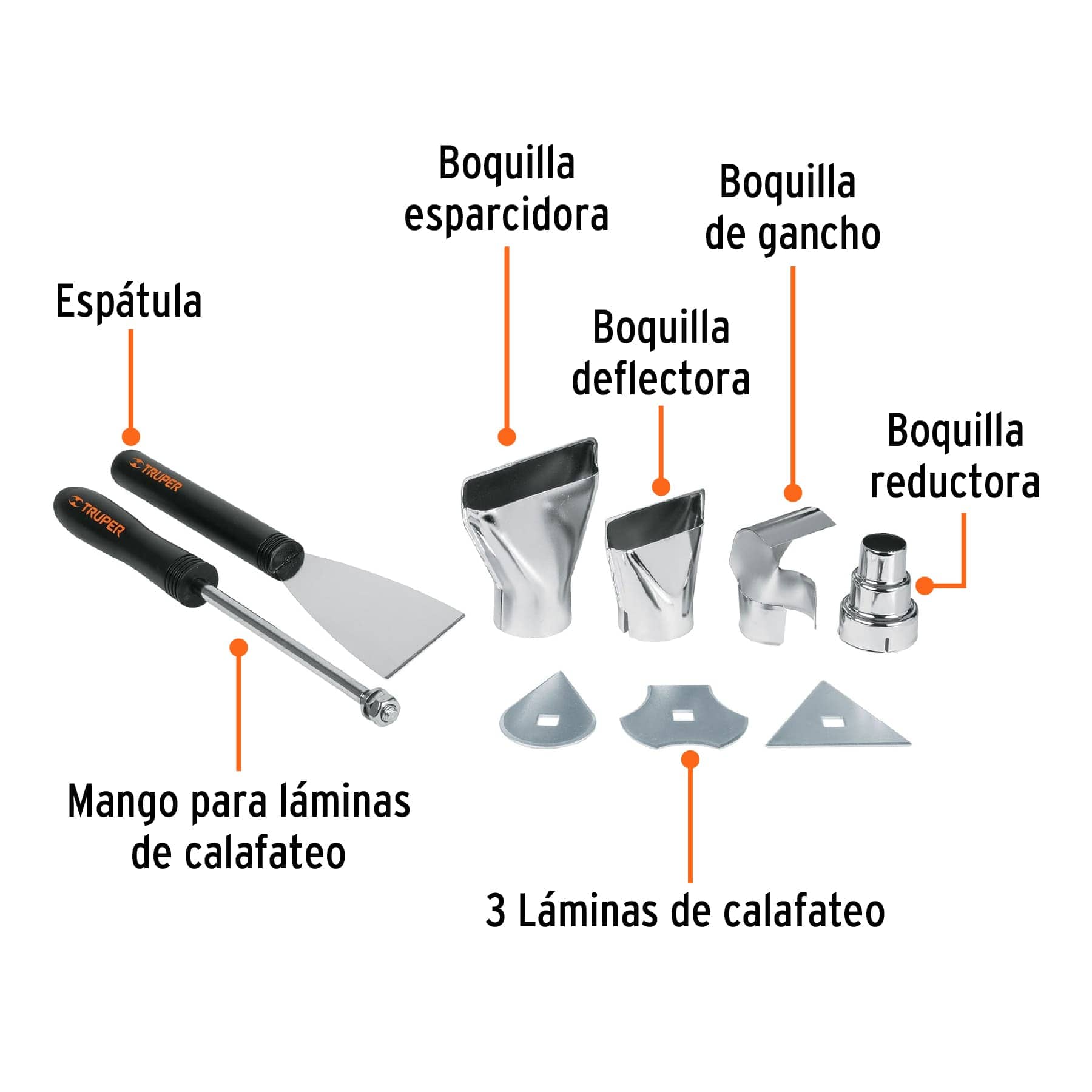 Pistola de Calor Profesional 2000W con 9 Accesorios Truper PRO Ref 16432
