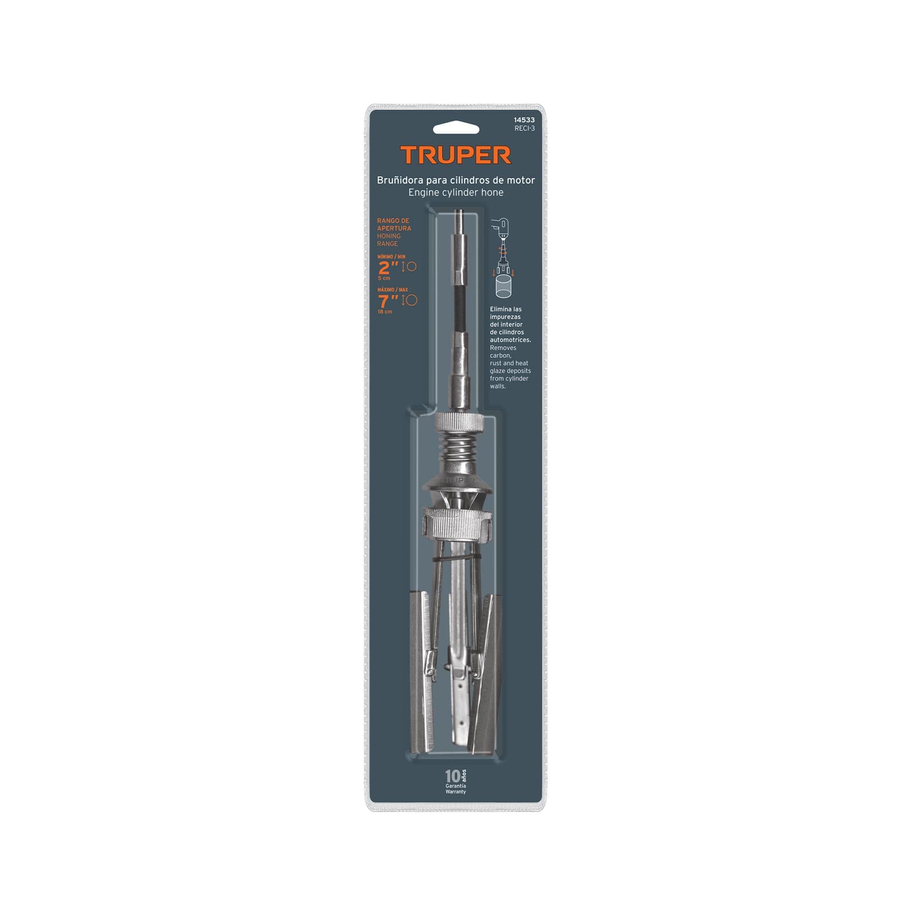 BRUÑIDORA PARA CILINDROS DE MOTOR TRUPER DE 5 A 18 CM (2” A 7”), REF 14533