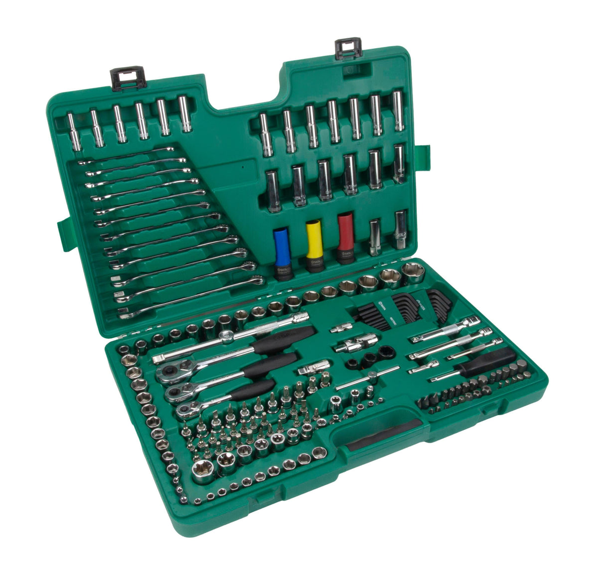 JUEGO MAESTRO DE COPAS, LLAVES Y HERRAMIENTAS SATA DE 190 PIEZAS, MÉTRICAS Y EN PULGADAS, REF ST109543