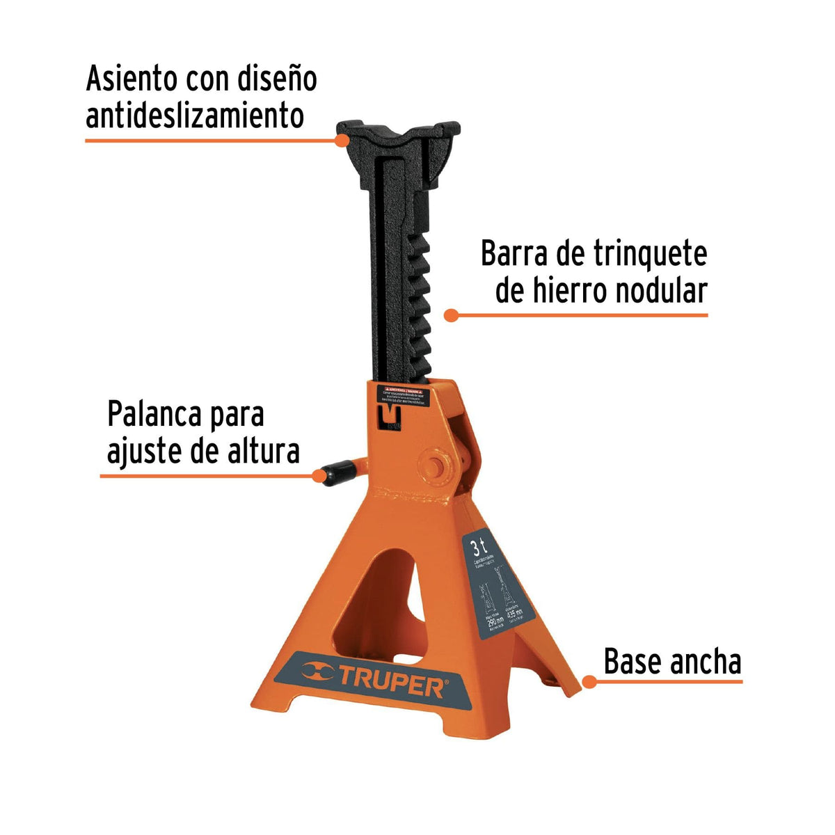 JUEGO DE DOS TORRES PARA VEHÍCULO DE 12 TONELADAS, ALTURA 50 A 77 CM, TRUPER REF 14847