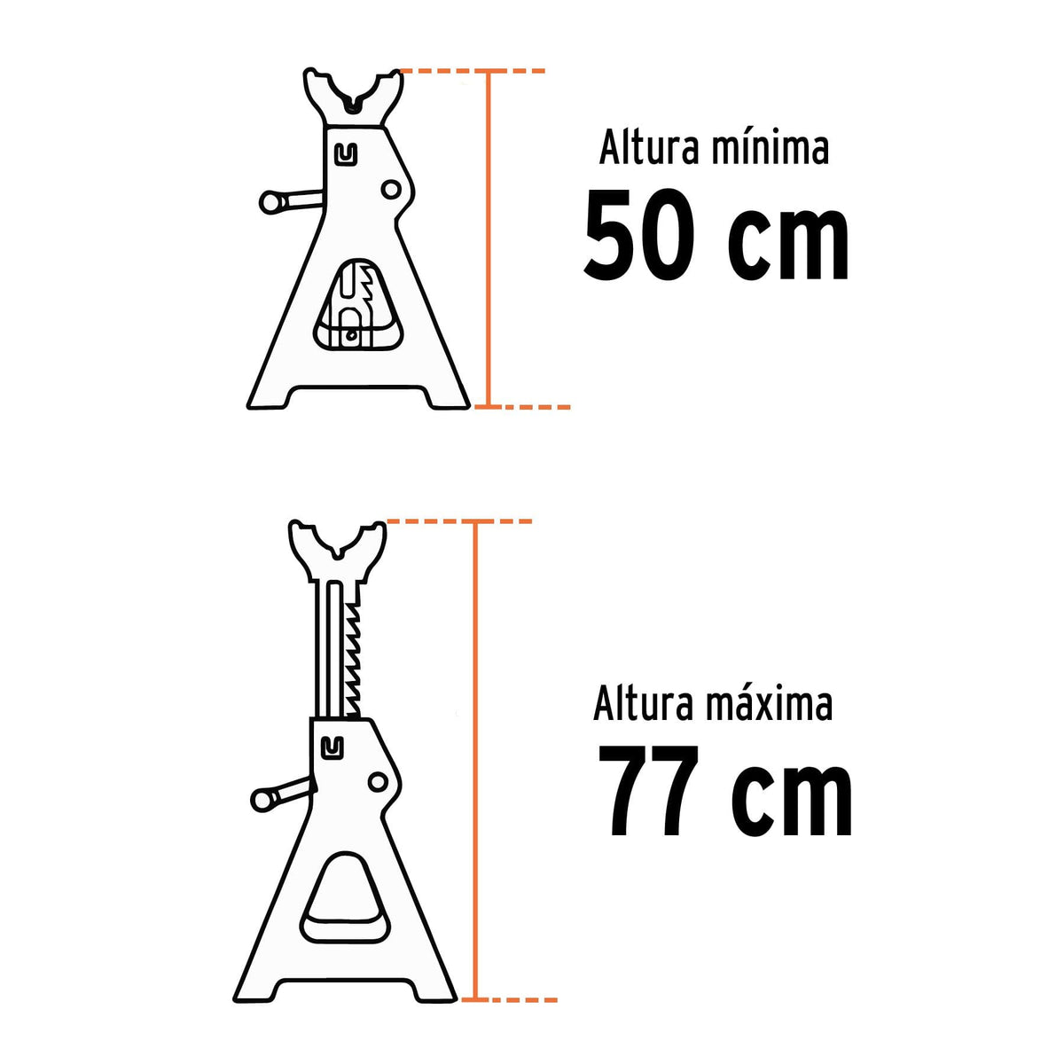 JUEGO DE DOS TORRES PARA VEHÍCULO DE 12 TONELADAS, ALTURA 50 A 77 CM, TRUPER REF 14847