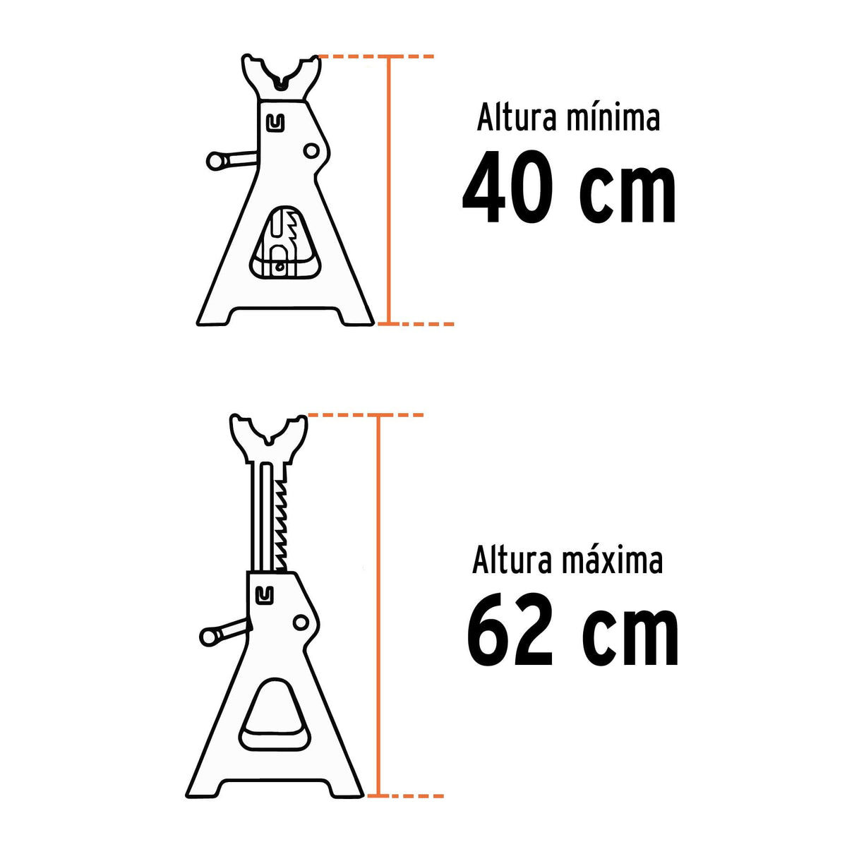 JUEGO DE 2 TORRES PARA VEHÍCULO DE 6 TONELADAS, ALTURA 40 A 62 CM, TRUPER REF 14845