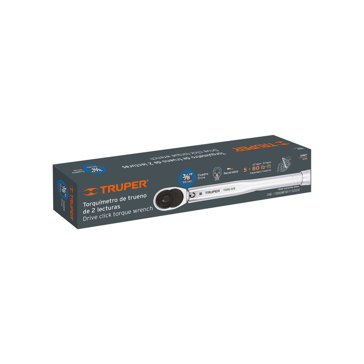 TORQUÍMETRO DE TRUENO 3/8” 5–80 LB FT / 7–108 NM, TRUPER REF 13567