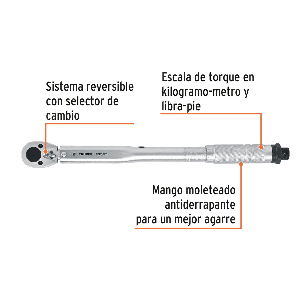 TORQUÍMETRO DE TRUENO 3/8” 5–80 LB FT / 7–108 NM, TRUPER REF 13567